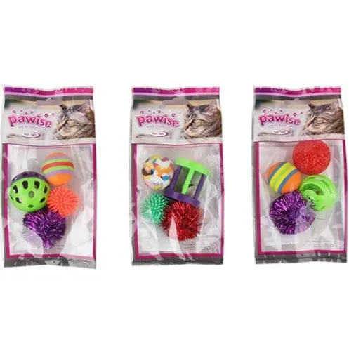 Pawise 4 Pack Assorted Balls Cat Toy 1