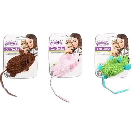 Pawise Cat Socks Mouse Cat Toy 1