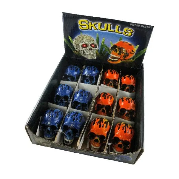 Fire Skulls Mini 12Pc Resin Ornament Display Box 1