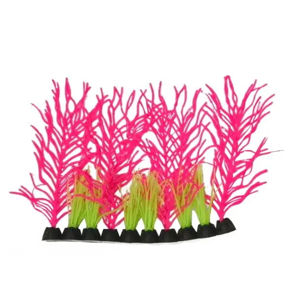 Fish Gear Glow Foreground Pink Grass Silicone Aquarium Plant (3") 1