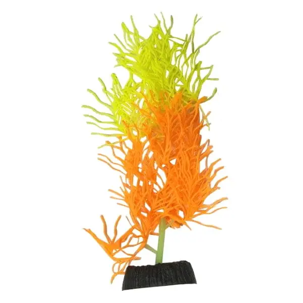 Fish Gear Glow Green/Orange Cabomba Silicone Aquarium Plant (7") 1