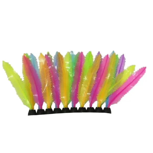 Fish Gear Glow Multi-Colour Foreground Feather Silicone Aquarium Plant (4") 1