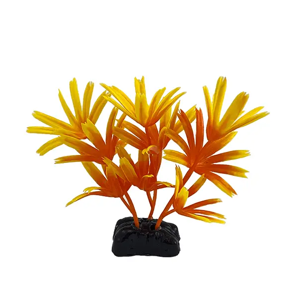 Fish Gear Orange Fan Palm Plastic Betta Plant (3") 1