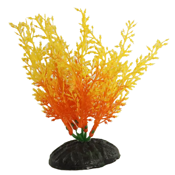 Fish Gear Orange & Yellow Wisteria Plastic Betta Plant (4") 1