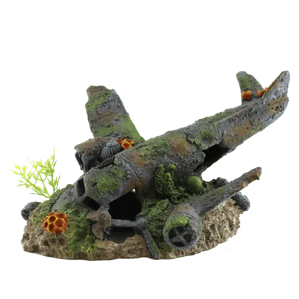 Fish Gear Sunken Plane Aquarium Ornament 1