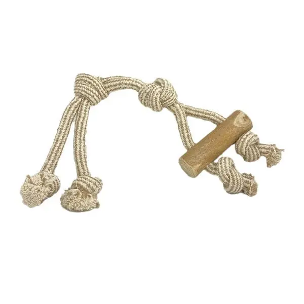 Sturdy Dog Rope Toy Featuring Sustainable Java Wood Handle