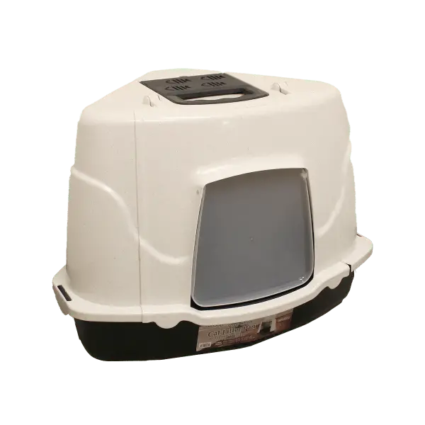 Here Kitty Hooded Easy Scoop Corner Litter Pan 1