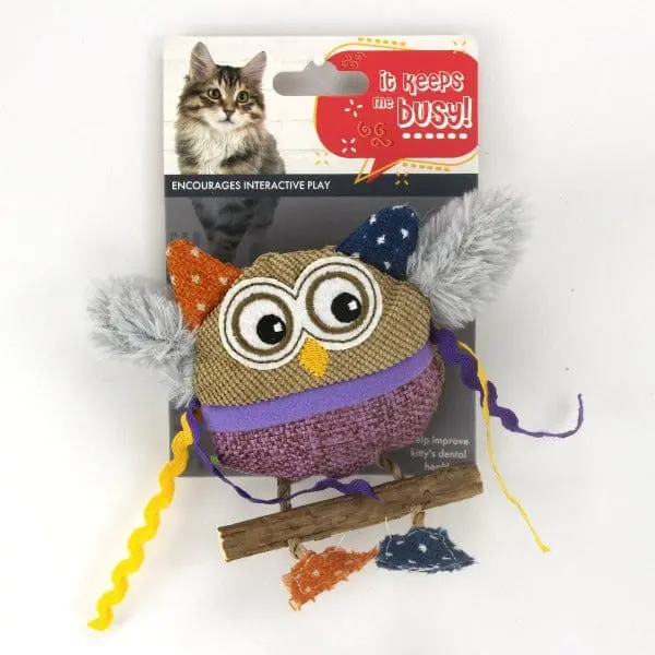 Silvervine Burlap Owl Cat Toy 1