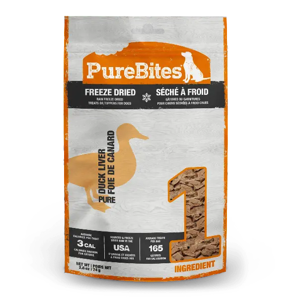 Purebites Freeze Dried Duck Liver Dog Treats, 74G 1