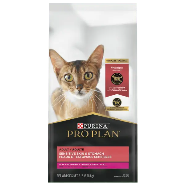 Purina Pro Plan Adult Sensitive Skin & Stomach Lamb & Rice Dry Cat Food, 7Lb 1