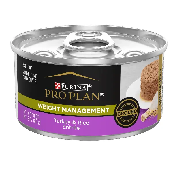 Purina Pro Plan Adult Weight Management Turkey & Rice Entree Canned Cat Food, 85G 1
