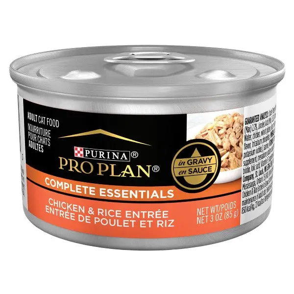 Purina Pro Plan Complete Essentials Chicken & Rice Entrée In Gravy Canned Cat Food, 85G 1