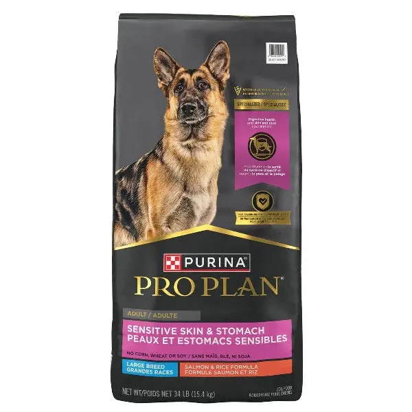 Purina Pro Plan Large Breed Adult Sensitive Skin & Stomach Salmon & Rice Dry Dog Food, 34Lb 1