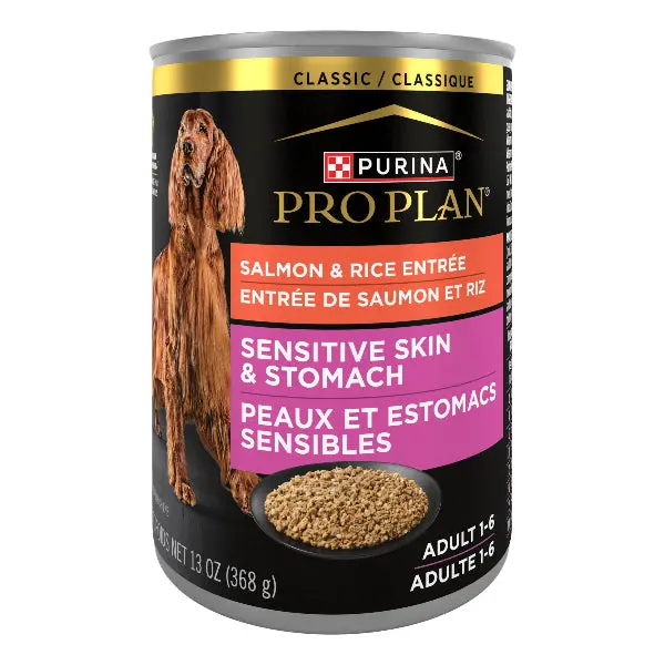 Purina Pro Plan Adult Sensitive Skin & Stomach; Salmon & Rice Entrée Canned Dog Food 1