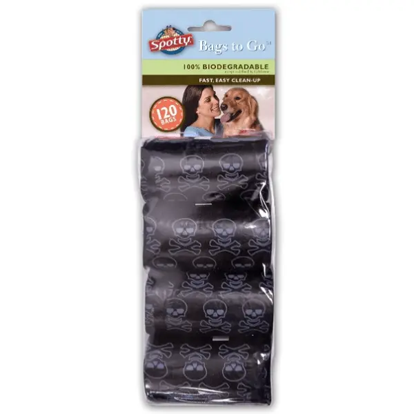 Spotty Bags To Go Skulls & Crossbones Waste Bags 120 Pack 1