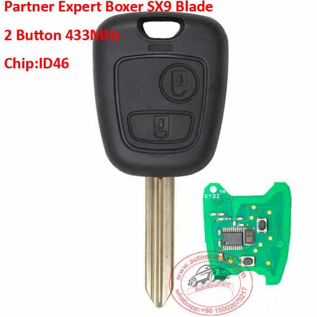 2 Button Remote Key Fob 433Mhz Id46 Chip For Peugeot Partner Expert Boxer Sx9 Blade 1