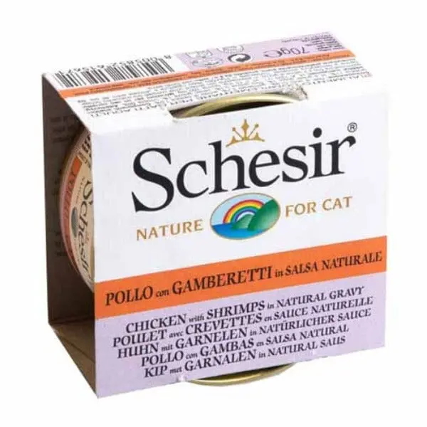 Schesir Chicken Entrée With Shrimps In Natural Gravy Adult Wet Cat Food 1