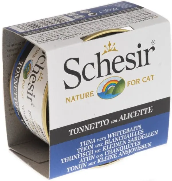 Schesir Tuna Entrée With Whitebaits In Jelly Adult Wet Cat Food 1