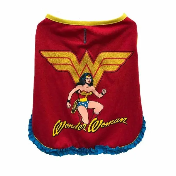 Dc Comics Wonderwoman Top With Ruffle For Dogs 1