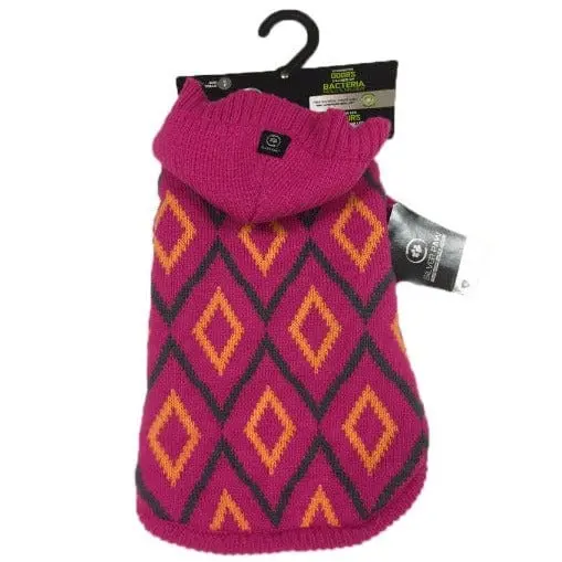 Silver Paw Hooded Sweater With Chevron Pattern 1