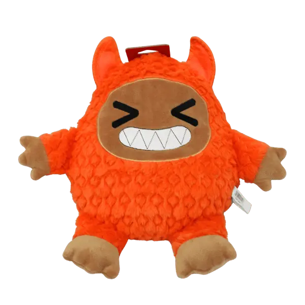 Silver Paw Seemz Heavy-Duty Orange Monster Dog Toy 1