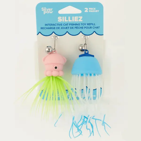 Silver Paw Silliez Silicone Pink Squid & Blue Jellyfish Refill Cat Toy 2-Pack 1