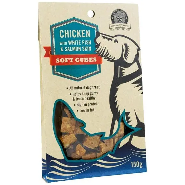 Silver Spur Chicken, White Fish & Salmon Soft Cubes 1