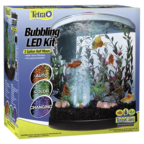 Tetra Bubbling Led Kit - 3 Gallons Half Moon Aquarium 1