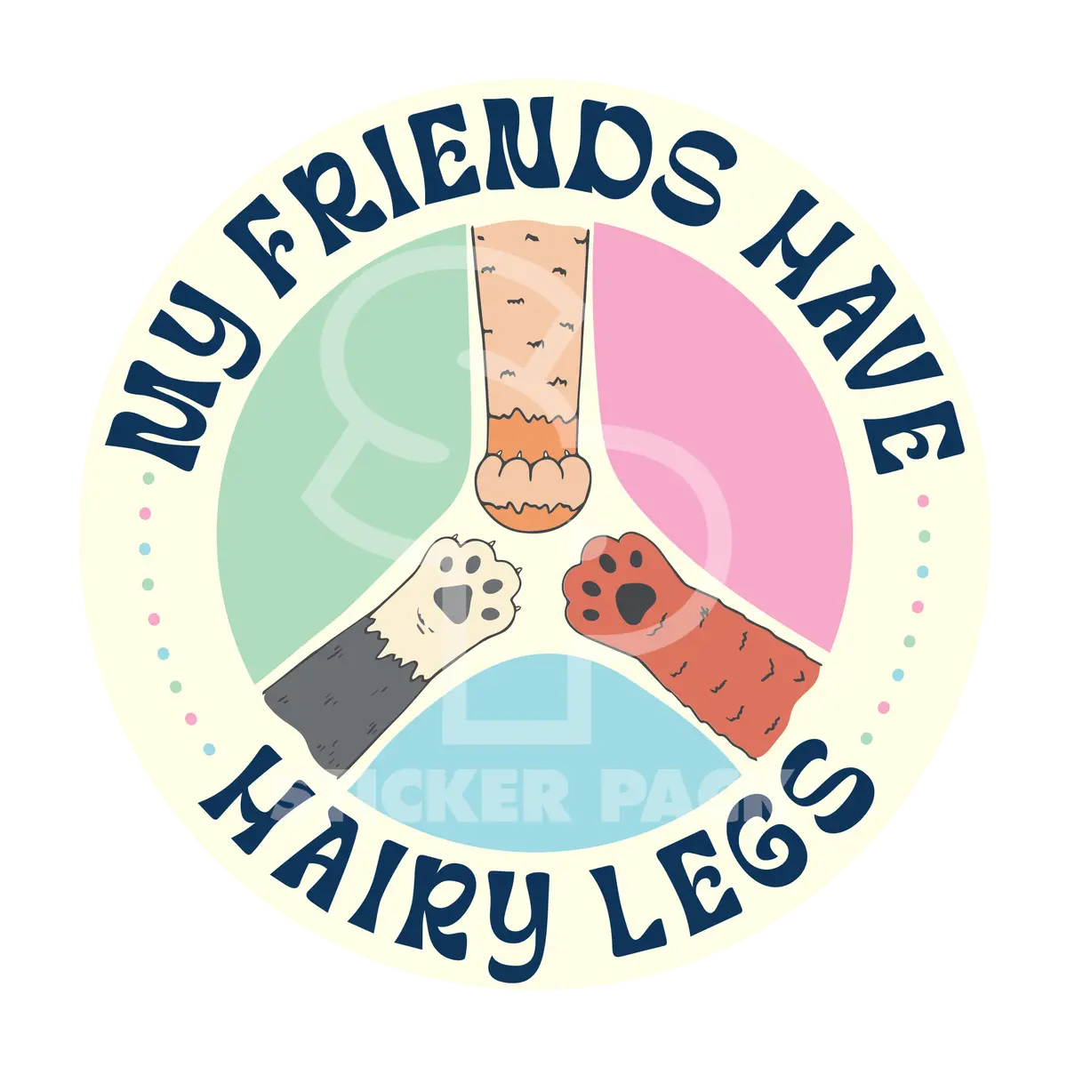 Sticker Pack Cat Sayings - Hairy Friends; Small Sticker 1