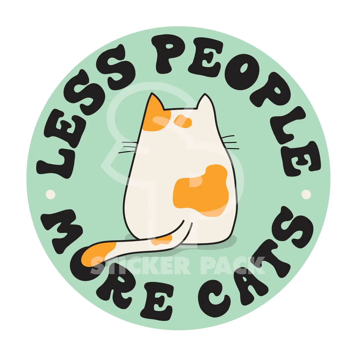Sticker Pack Cat Sayings - Less People More Cats; Large Sticker 1