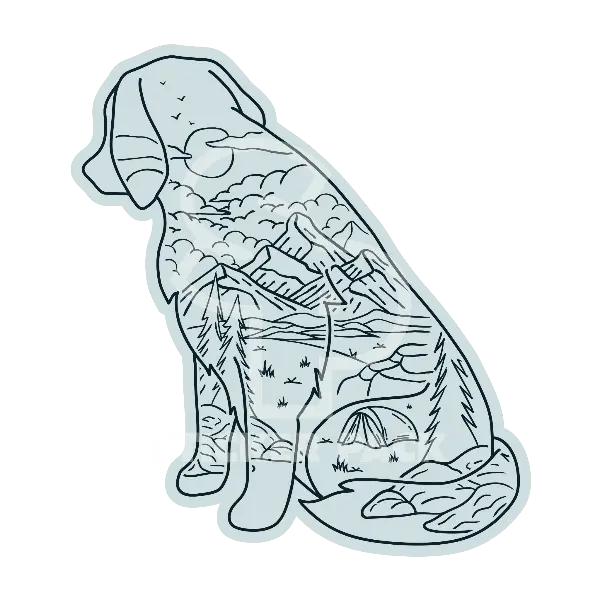 Sticker Pack Dog Mountain Line Scene; Large Sticker 1