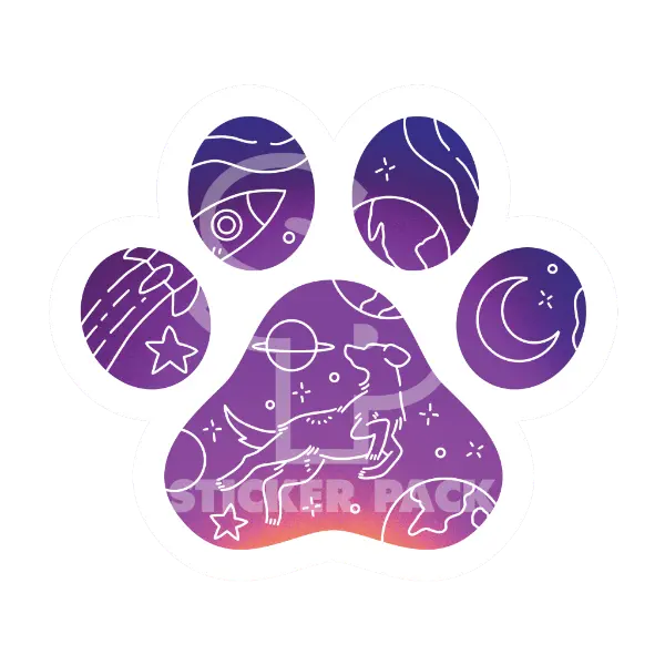 Sticker Pack Dog Paw - Space Pup; Large Sticker 1