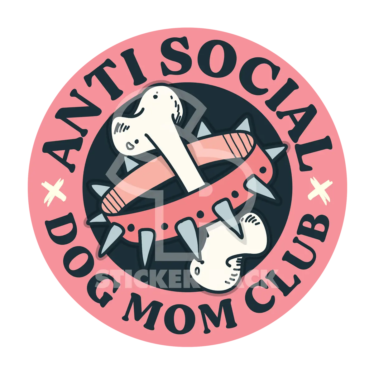 Sticker Pack Dog Sayings - Anti Social Dog Mom Club; Small Sticker 1