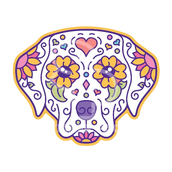 Sticker Pack Sugar Skull Dog; Large Sticker 1