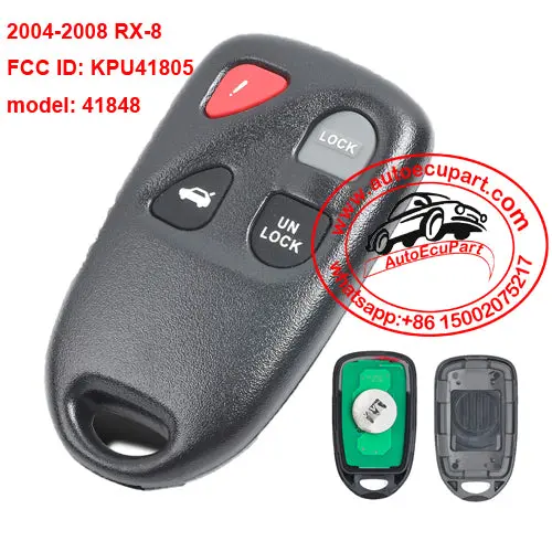 313.8Mhz Remote Key Fob 4 Button For Mazda Rx-8 2004-2008  Fcc Id: Kpu41805 And Model : 41848 1