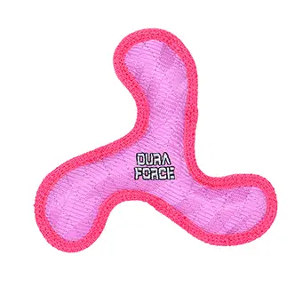 Tuffy Duraforce Jr. Boomerang Pink Plush Dog Toy 1