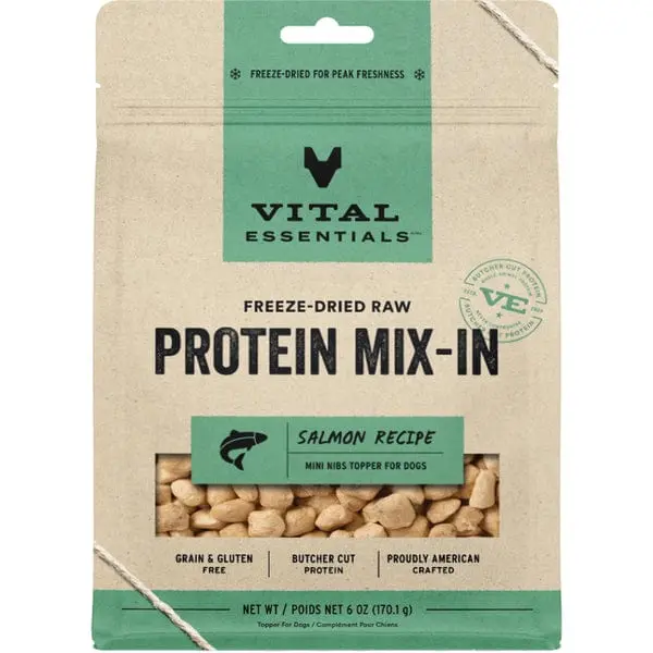 Vital Essentials Freeze-Dried Raw Protein Mix-In Salmon Recipe Dog Food Topper 1