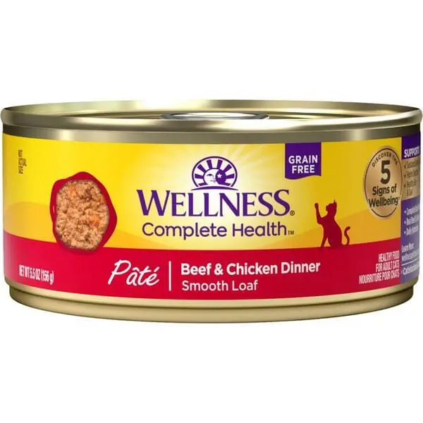 Wellness Complete Health Pate Beef & Chicken Dinner Canned Cat Food, 5.5Oz 1
