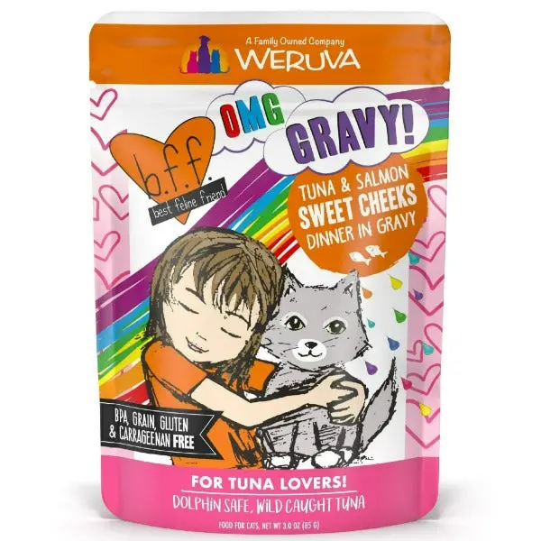 B.F.F. Sweet Cheeks Tuna & Salmon Dinner In Gravy Pouch Cat Food 1