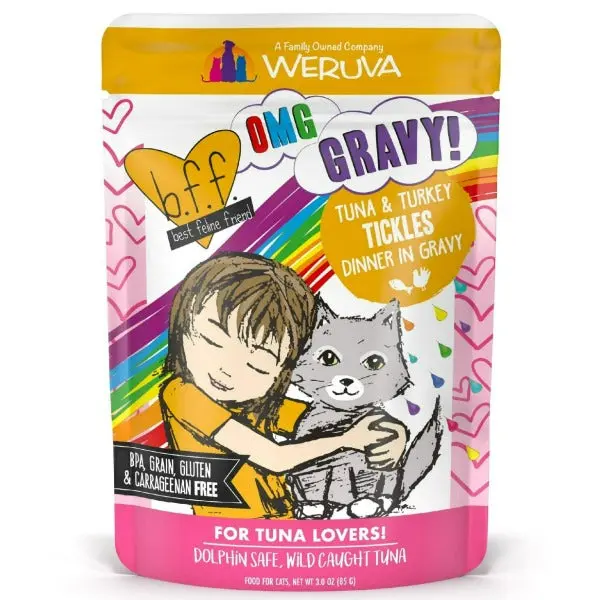 B.F.F. Tickles Tuna & Turkey Dinner In Gravy Pouch Cat Food 1