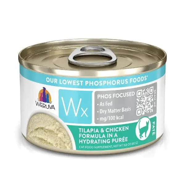 Weruva Wx Phos Focused Tilapia & Chicken In Hydrating Puree Canned Cat Food Supplement, 3Oz 1
