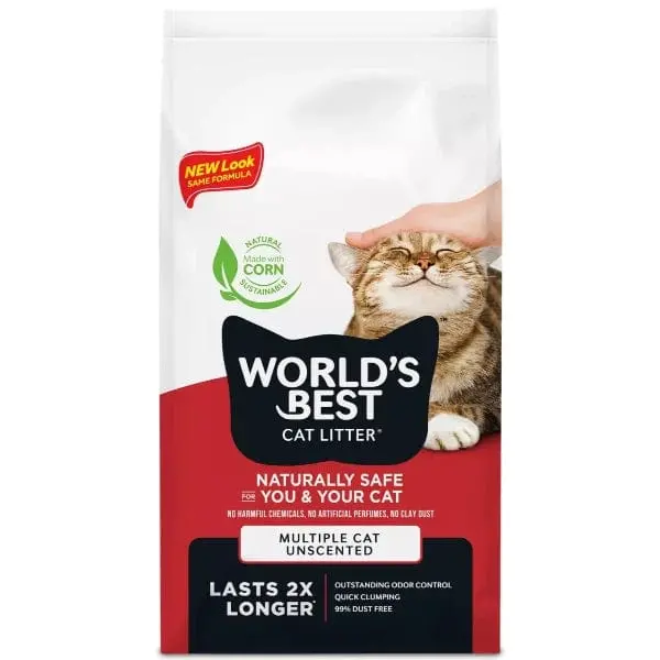 World's Best Multi-Cat Unscented Clumping Cat Litter, 14Lb 1