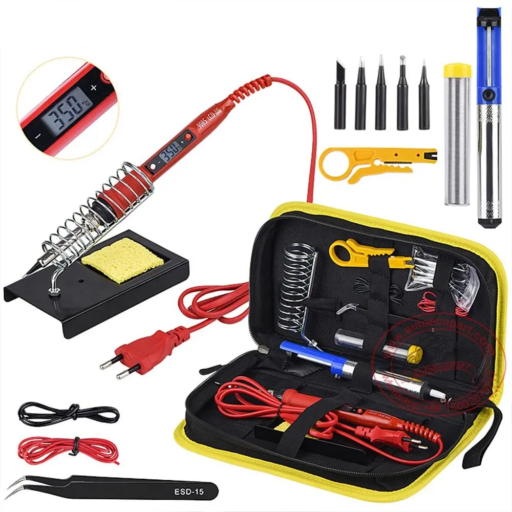 Soldering Iron Kit Adjustable Temperature 80W 110V-220V Solder Welding Equipment Ceramic Heater Desoldering Pump 1