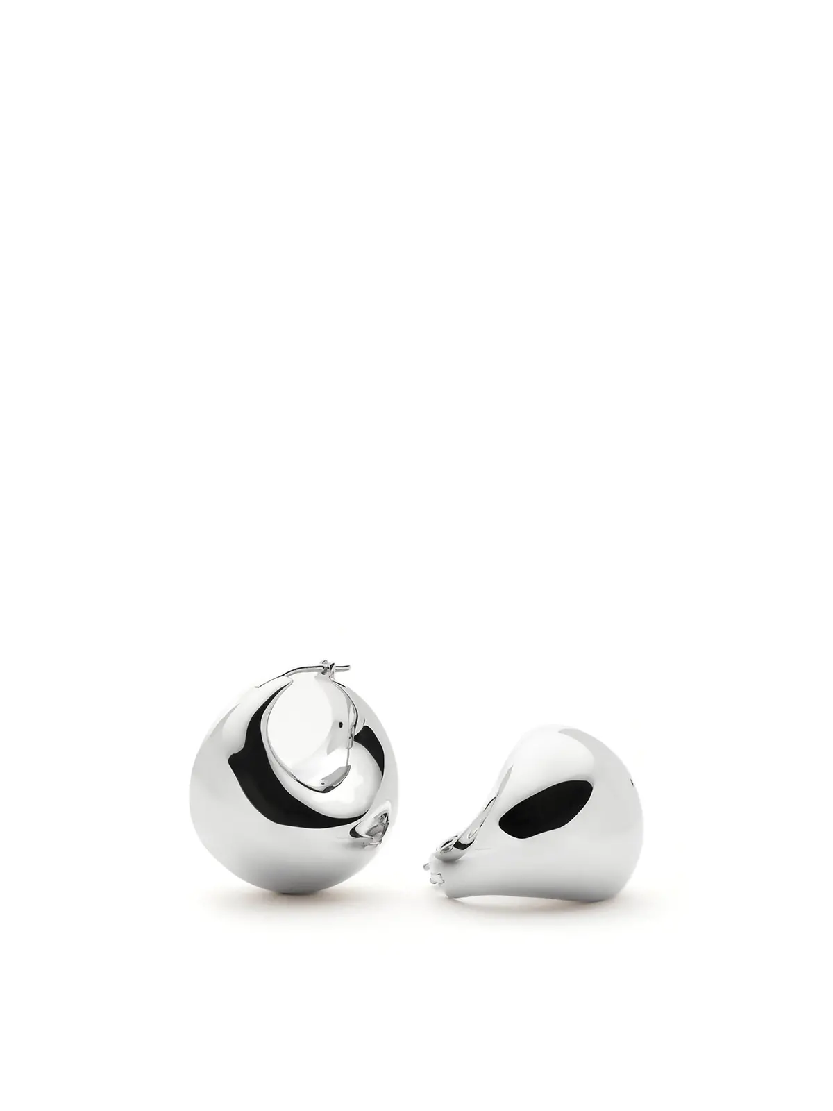 Sculptural Large Silver Volume Hoop Earrings 1