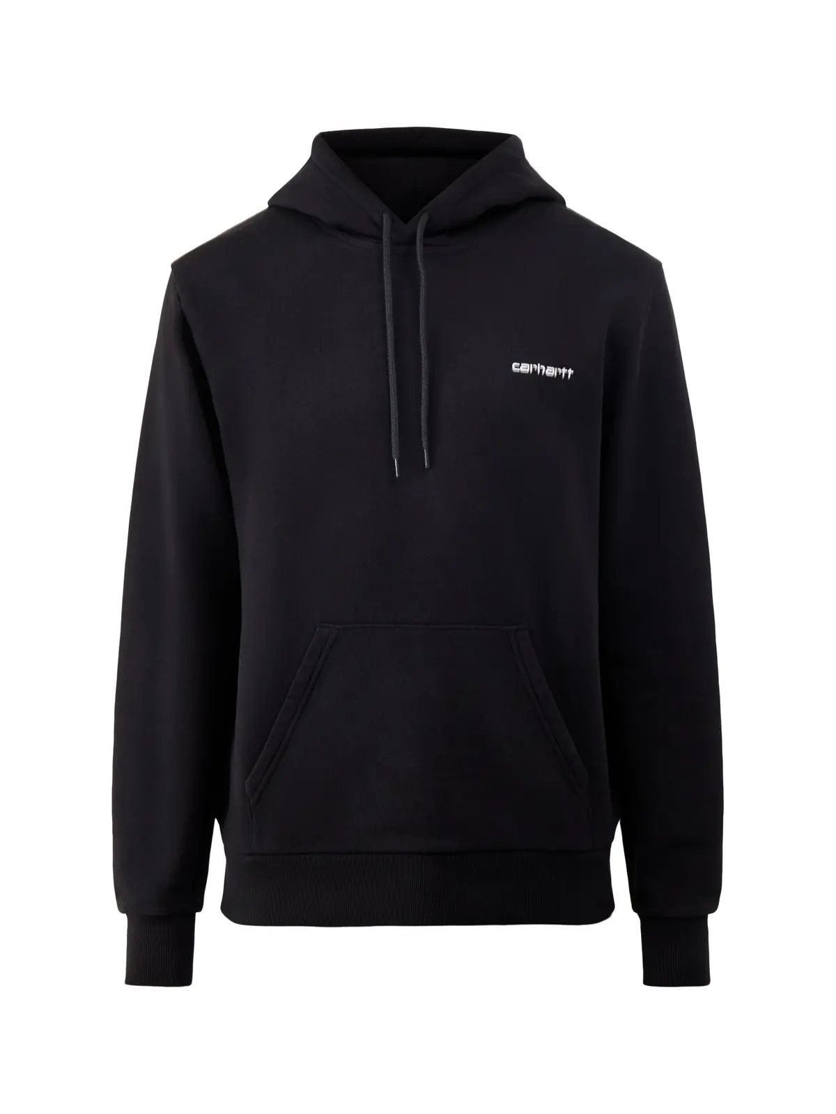 Hooded Script Embroidery Sweat Black White 1