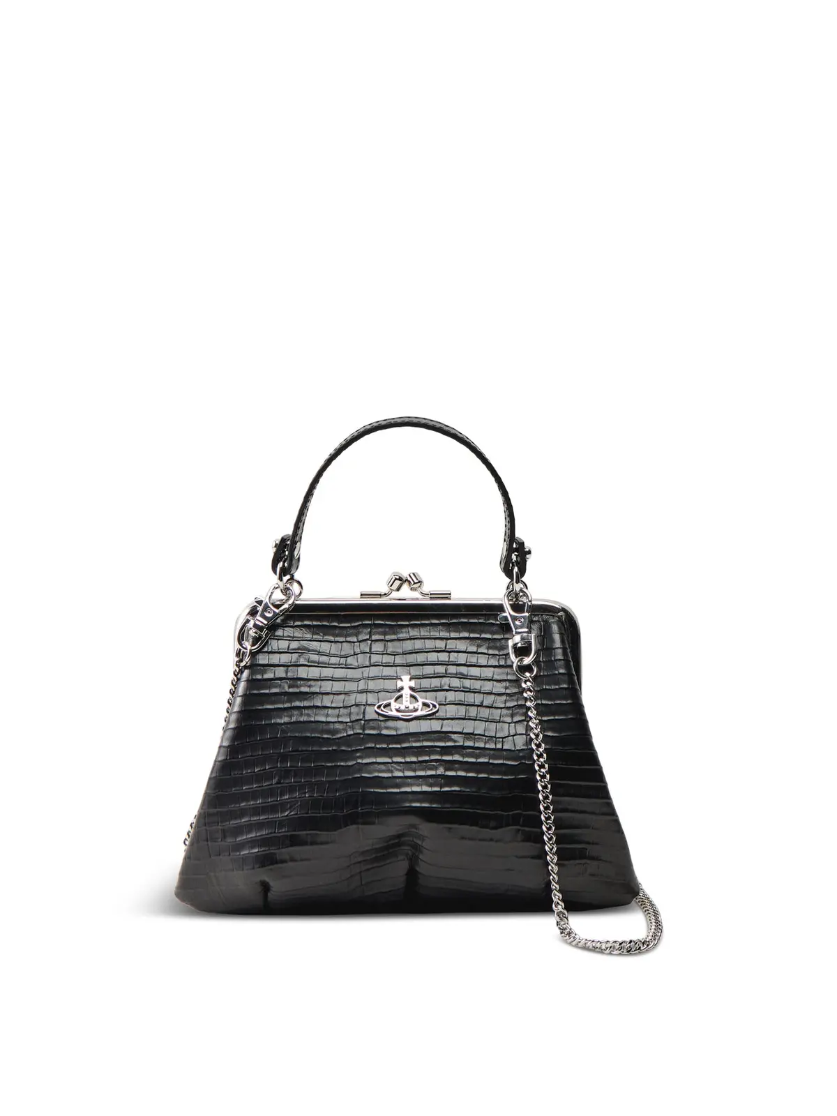 Granny Purse Mini Croc Embossed Black 1