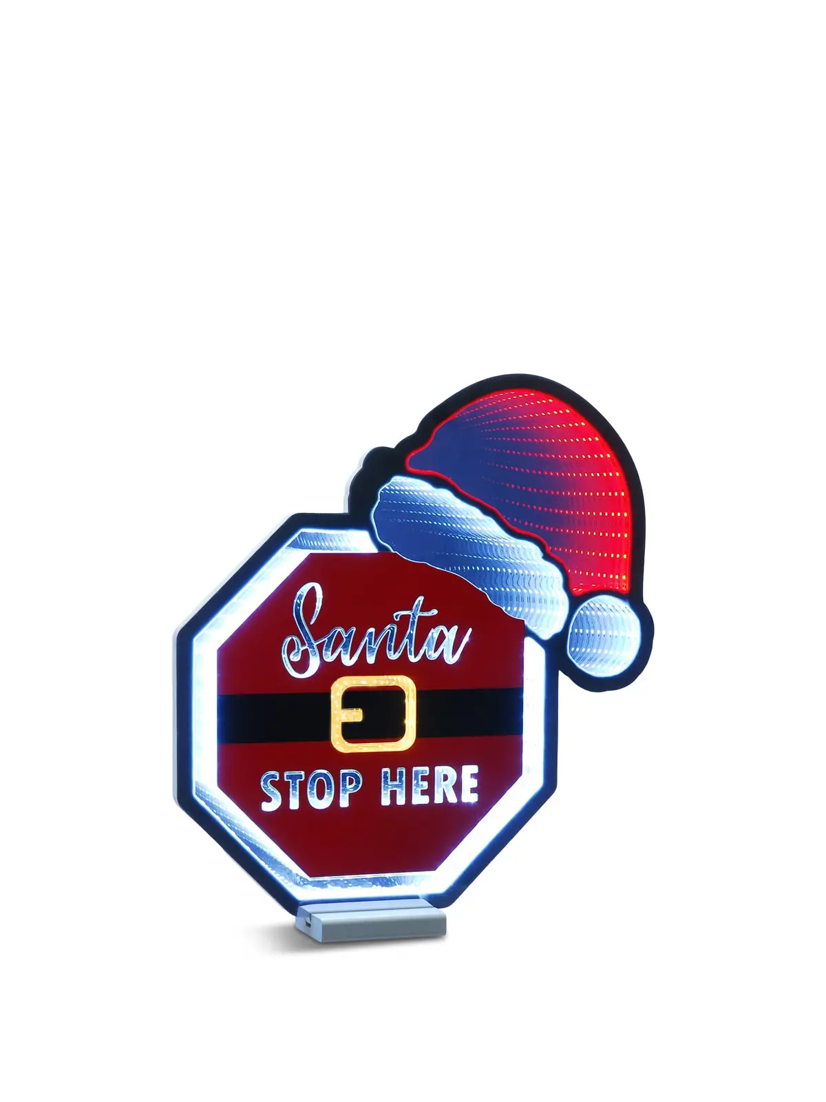 Santa Stop Here With Hat Led Sign 40Cm 1