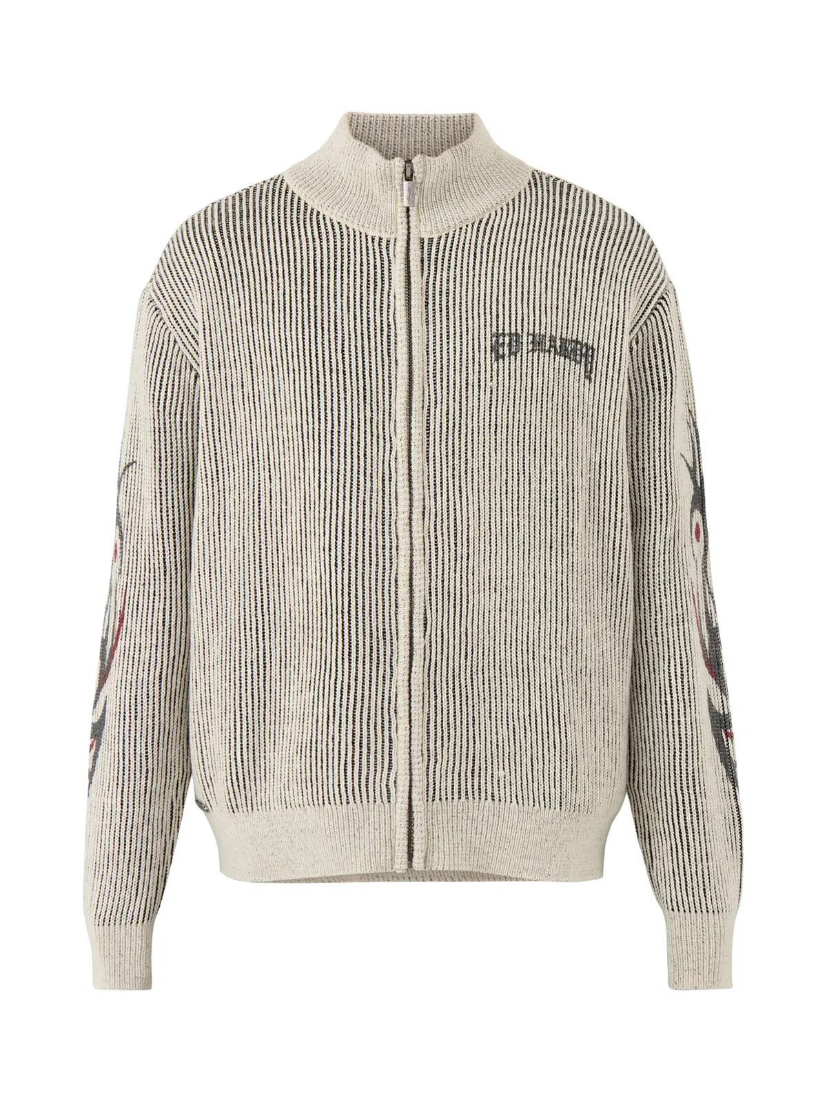 Life Before Honor Fur Detail Knitted Zip Thru Jacket White 1