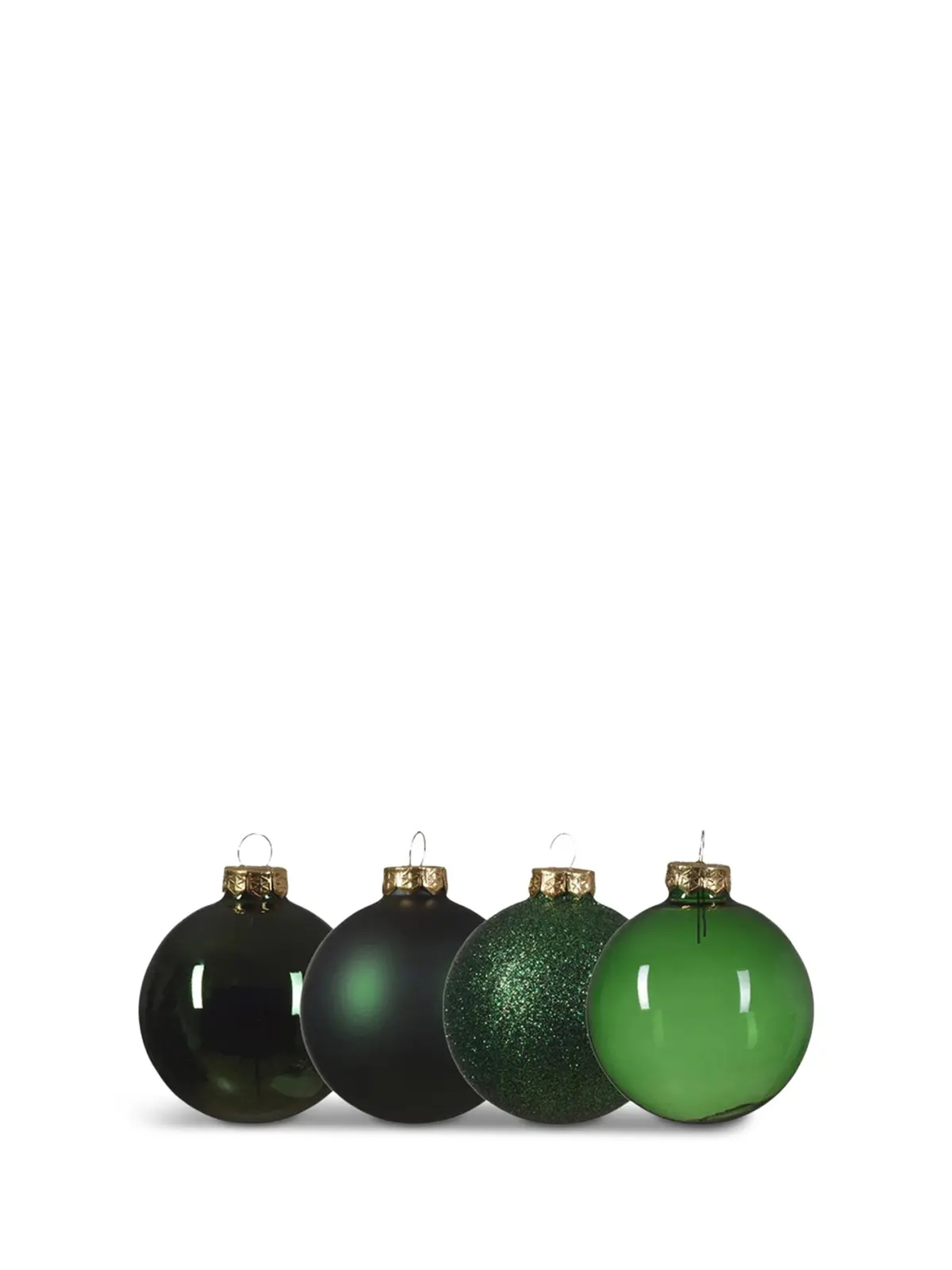 Baubles Glass Shiny Matt-Transparent Glitter Mix Gren 1