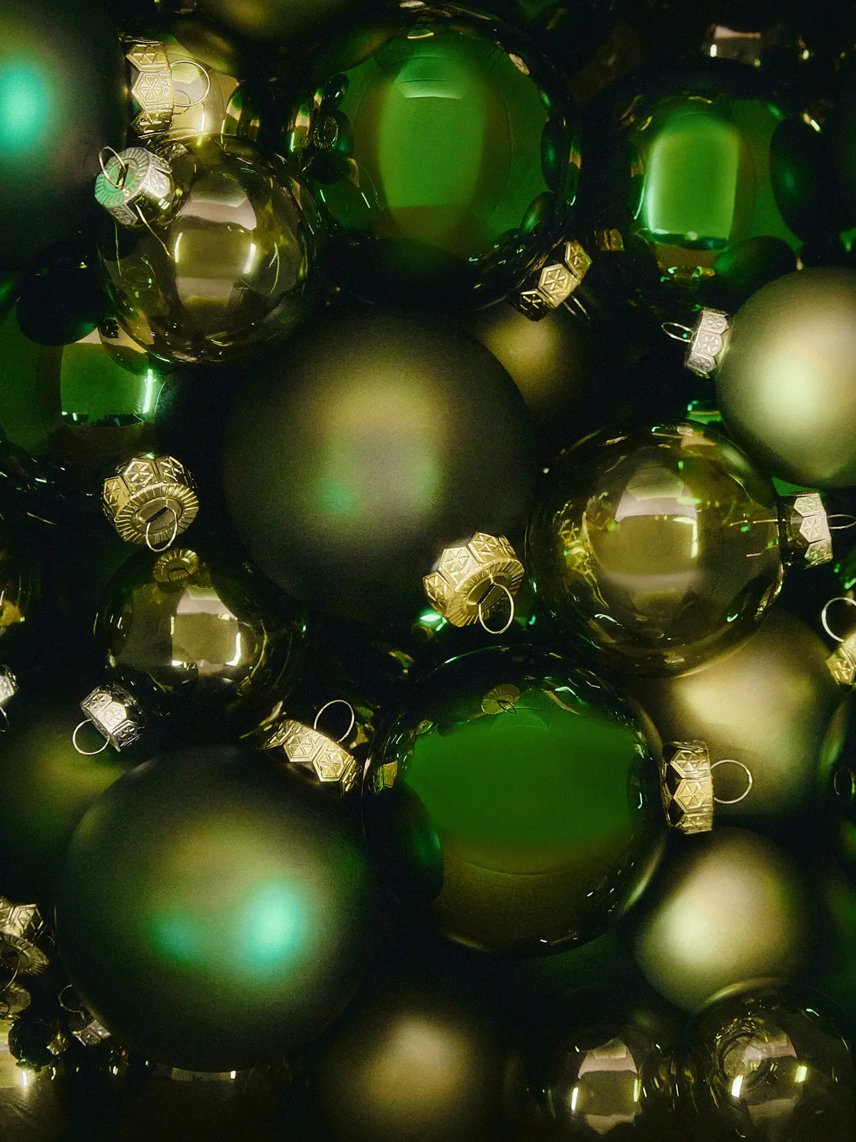 Baubles Glass Shiny Matt-Transparent Glitter Mix Gren 2